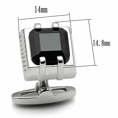 Brass Silver Black Onyx Emerald Cut Cufflinks Bracelet view 2