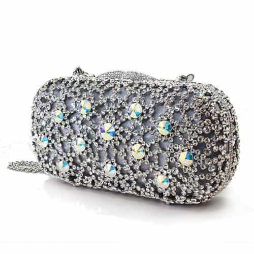 Brass Silver Aurora Borealis Crystal Pave Pill Clutch Ring view 2