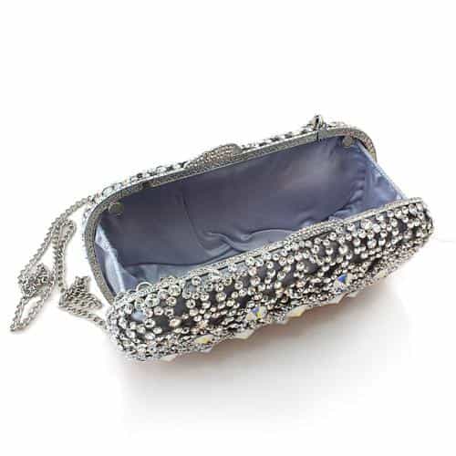 Brass Silver Aurora Borealis Crystal Pave Pill Clutch Ring view 3