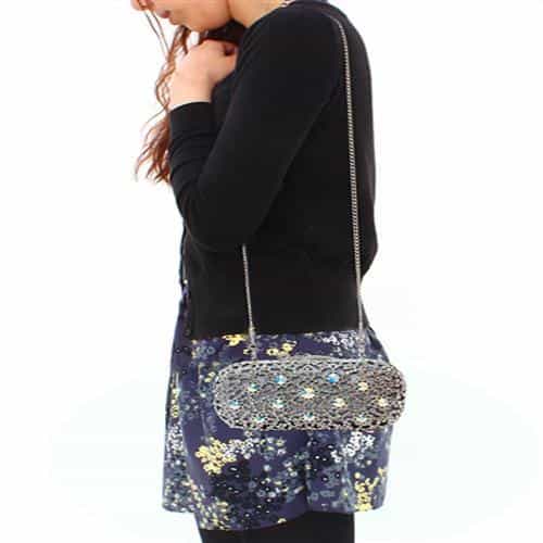 Brass Silver Aurora Borealis Crystal Pave Pill Clutch Ring view 5