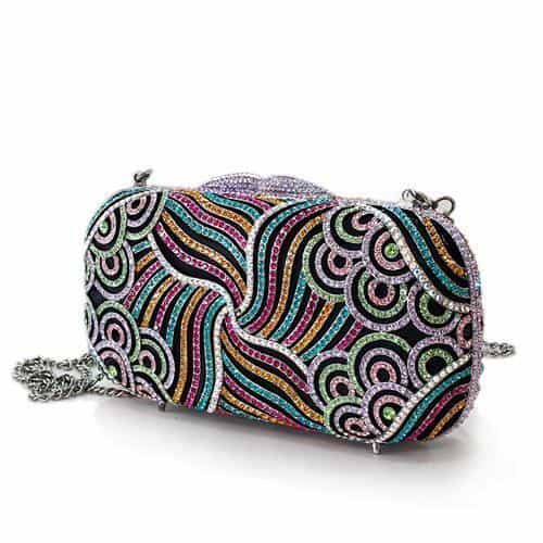 Brass Multicolor Bead Swirl Pattern Oval Clutch Ring view 2