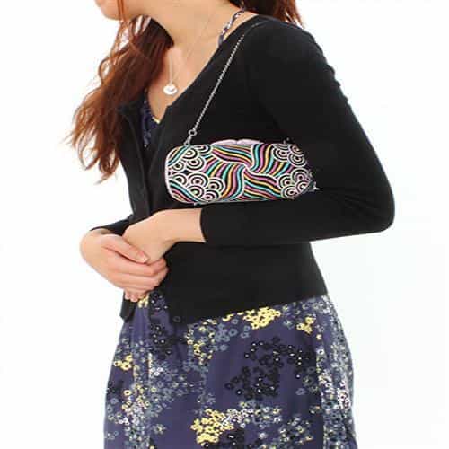 Brass Multicolor Bead Swirl Pattern Oval Clutch Ring view 4