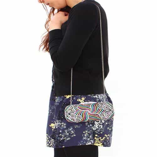 Brass Multicolor Bead Swirl Pattern Oval Clutch Ring view 5