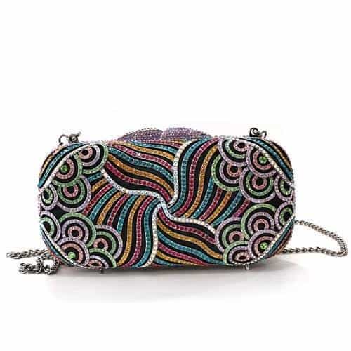 Brass Multicolor Bead Swirl Pattern Oval Clutch Ring view 1