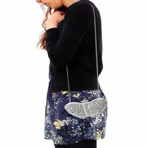 Brass Silver Crystal Pave Butterfly Figure Clutch Ring view 5