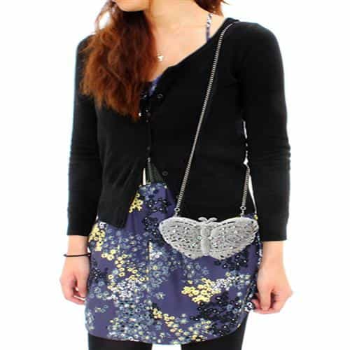 Brass Silver Crystal Pave Butterfly Figure Clutch Ring view 6