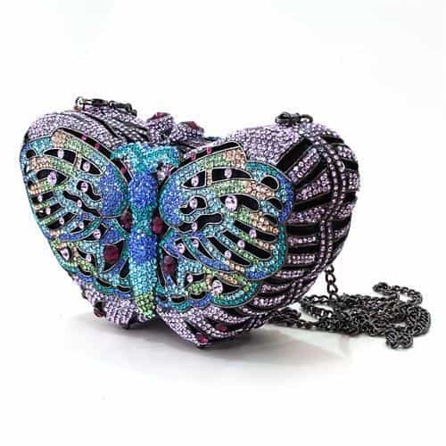 Brass Purple Crystal Pave Butterfly Figure Clutch Ring view 2