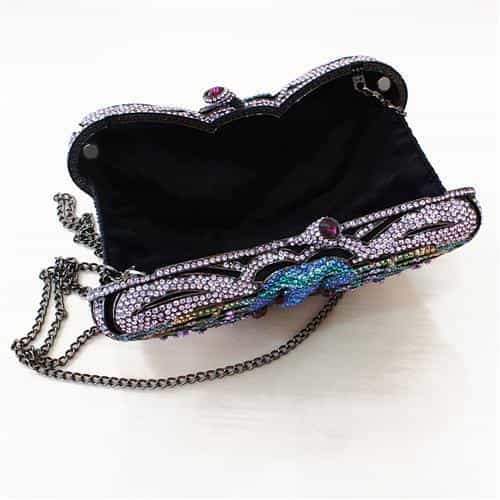 Brass Purple Crystal Pave Butterfly Figure Clutch Ring view 3