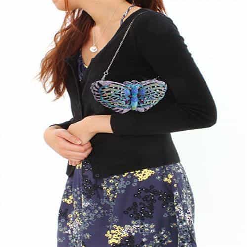 Brass Purple Crystal Pave Butterfly Figure Clutch Ring view 4