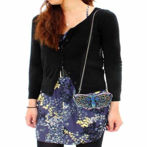 Brass Purple Crystal Pave Butterfly Figure Clutch Ring view 6