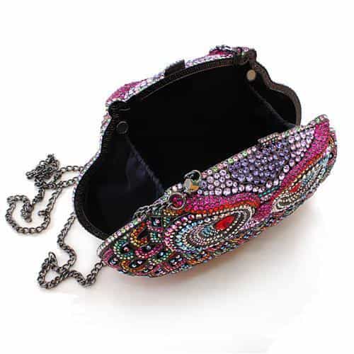Brass Multicolor Crystal Bead Owl Figure Clutch Ring view 3