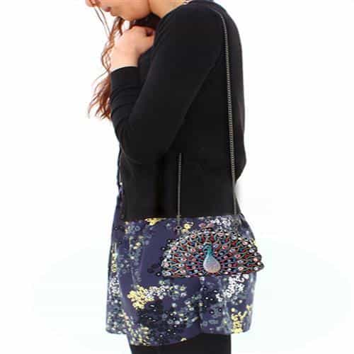 Brass Pink Crystal Pave Peacock Figure Clutch Ring view 5