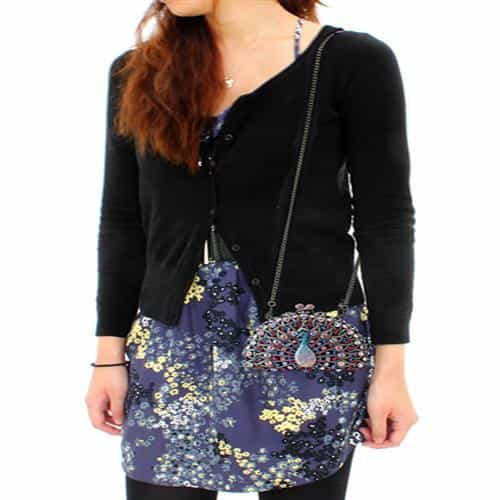 Brass Pink Crystal Pave Peacock Figure Clutch Ring view 6