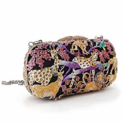 Brass Multicolor Crystal Animal Scene Figure Clutch Ring view 2