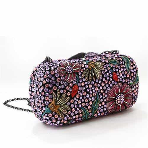 Brass Multicolor Crystal Flower Garden Pill Clutch Ring view 2