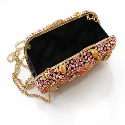 Brass Multicolor Crystal Lotus Flower Figure Clutch Ring view 3