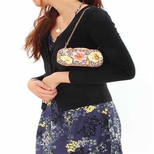 Brass Multicolor Crystal Lotus Flower Figure Clutch Ring view 4