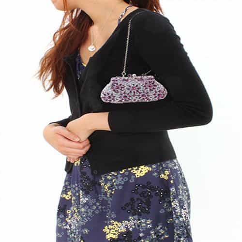 Brass Purple Crystal Pave Scroll Frame Clutch Ring view 4