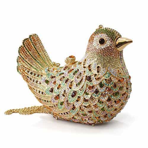 Brass Gold Crystal Pave Bird Figure Clutch Ring view 2