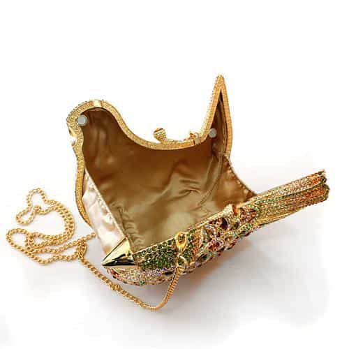 Brass Gold Crystal Pave Bird Figure Clutch Ring view 3