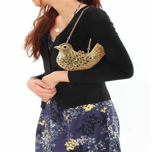 Brass Gold Crystal Pave Bird Figure Clutch Ring view 4
