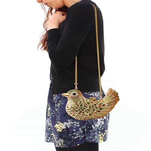 Brass Gold Crystal Pave Bird Figure Clutch Ring view 5