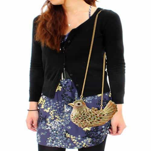 Brass Gold Crystal Pave Bird Figure Clutch Ring view 6