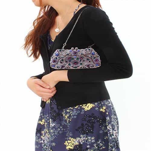 Brass Silver Multicolor Crystal Filigree Scroll Clutch Ring view 4