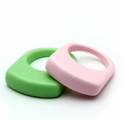 Stainless Steel Green Pink Resin Solid Color Dome Ring Set Ring view 2
