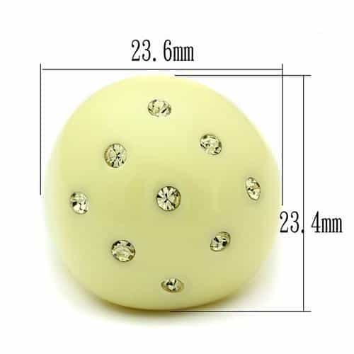 Stainless Steel Yellow Resin Green Crystal Polka Dot Dome Ring view 2