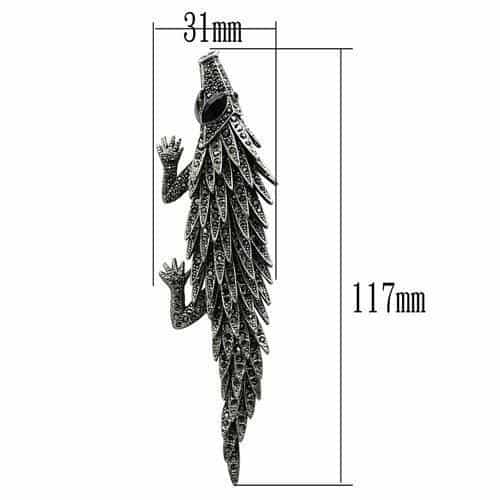 Brass Silver Marcasite Crystal Feather Wing Brooch view 2
