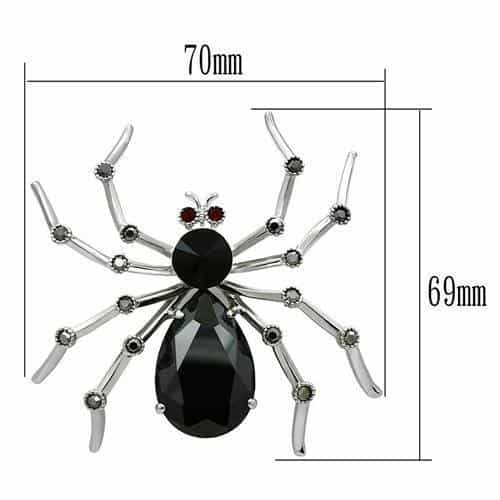 Brass Silver Black Crystal Pave Spider Figure Brooch view 2
