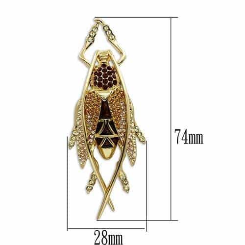 Brass Gold Crystal Pave Parrot Bird Tassel Brooch view 2