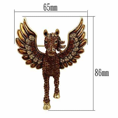Brass Gold Crystal Pave Eagle Phoenix Wings Brooch view 2