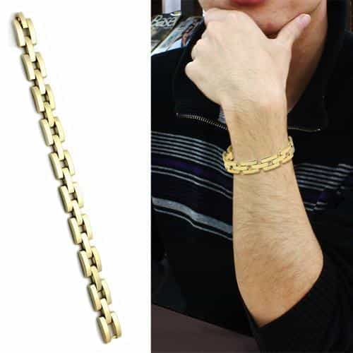 Brass Gold Polished Slim Panther Link Bracelet view 2