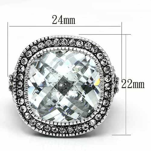 Brass Silver Clear CZ Oval Halo Double Row Cocktail Ring view 2