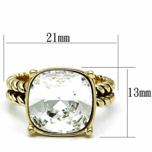 Brass Gold Clear CZ Cushion Cable Twist Solitaire Ring view 2