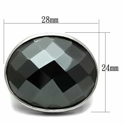 Brass Silver Grey Hematite Faceted Oval Dome Cocktail Ring view 2