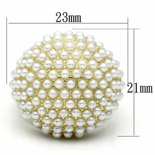 Brass Gold Pearl Cluster Dome Cocktail Ring view 2