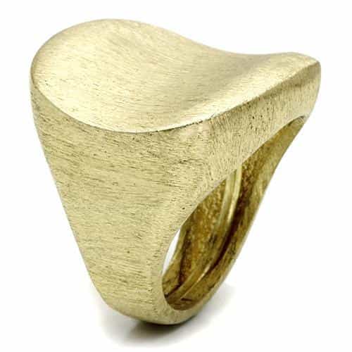Brass Gold Brushed Satin Smooth Dome Cocktail Ring view 3
