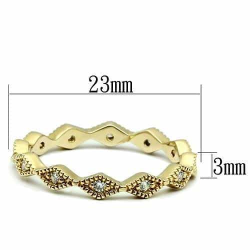 Brass Gold CZ Scallop Edge Stackable Band Ring view 2