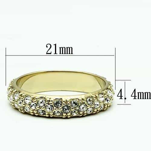 Brass Gold Crystal Pave Double Row Band Ring view 2