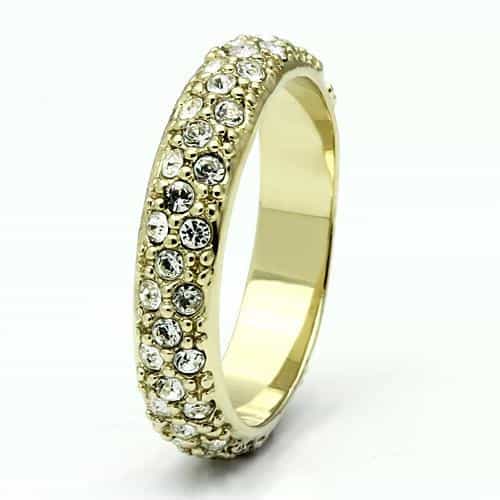 Brass Gold Crystal Pave Double Row Band Ring view 3