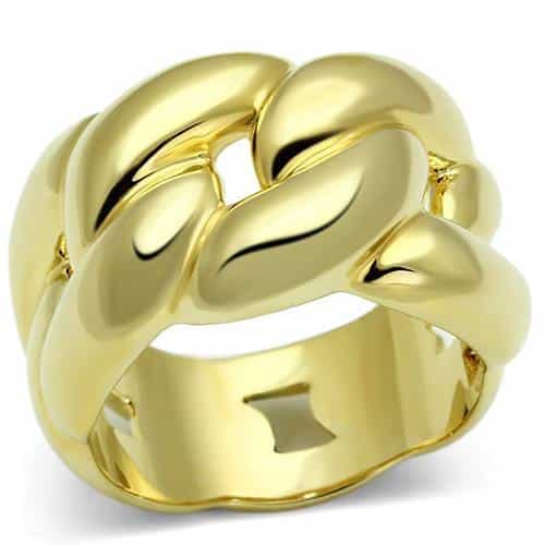 Brass Gold Polished Chunky Chain Link Cocktail Ring view 1