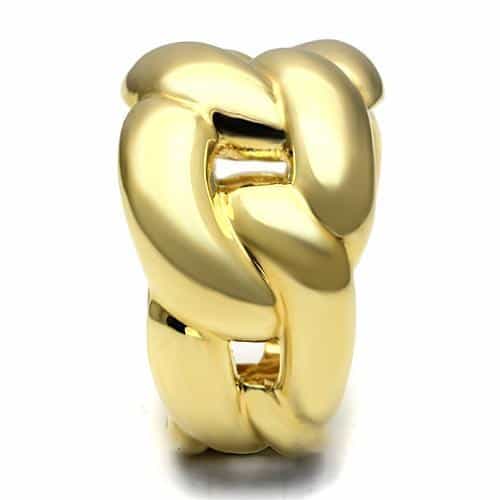 Brass Gold Polished Chunky Chain Link Cocktail Ring view 3