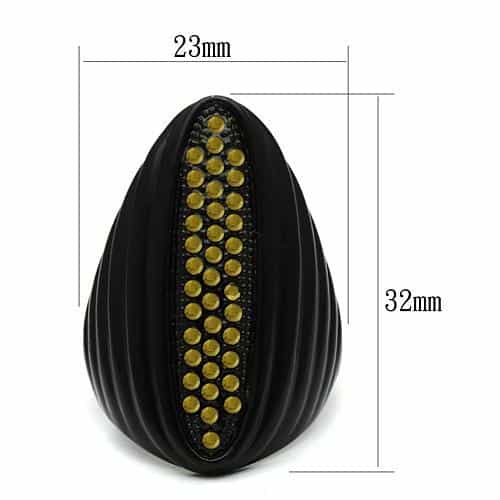 Brass Black Enamel Gold Crystal Diagonal Stripe Dome Ring view 2