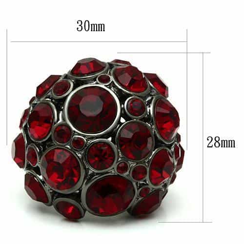 Brass Gunmetal Red Crystal Bezel Cluster Dome Cocktail Ring view 2