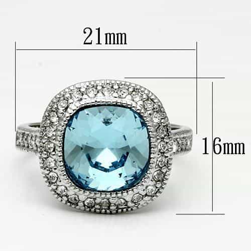 Brass Silver Blue Topaz Cushion CZ Halo Vintage Cocktail Ring view 2
