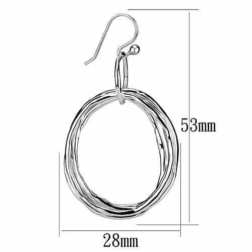 Brass Silver Polished Double Oval Hoop Drop Earrings view 2