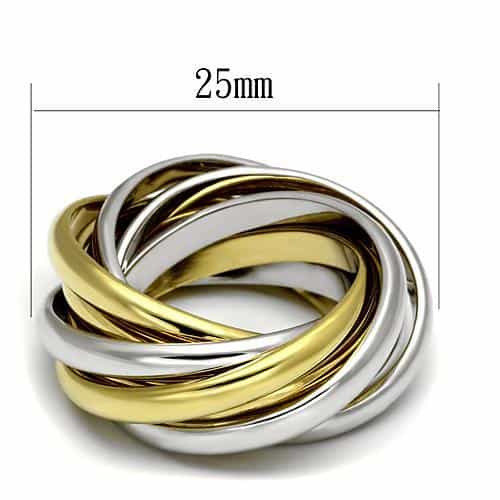 Brass Two Tone Gold Silver Rolling Trinity Band Ring view 2